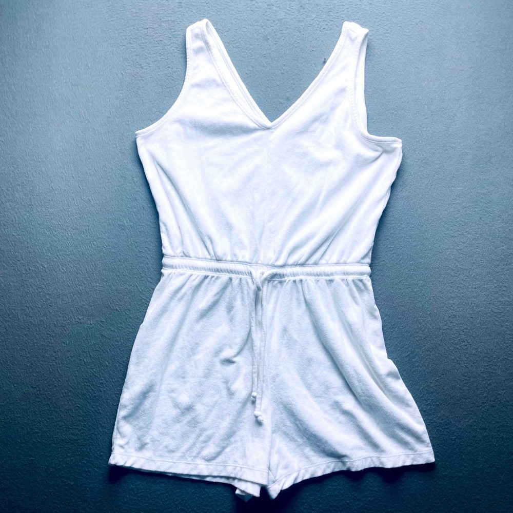 Old Navy Women B2B Romper Sea Salt White Medium Terry Lounge Cover Up Size M